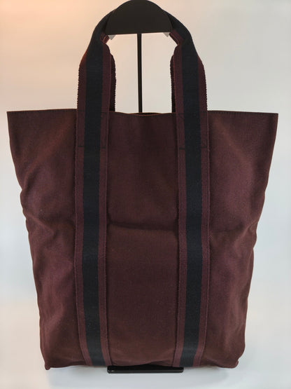 爱马仕 Hermès Foul Tou Cabas 帆布双色波尔多黑托特包 参考编号：9692