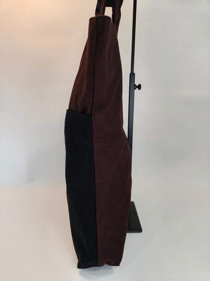 爱马仕 Hermès Foul Tou Cabas 帆布双色波尔多黑托特包 参考编号：9692