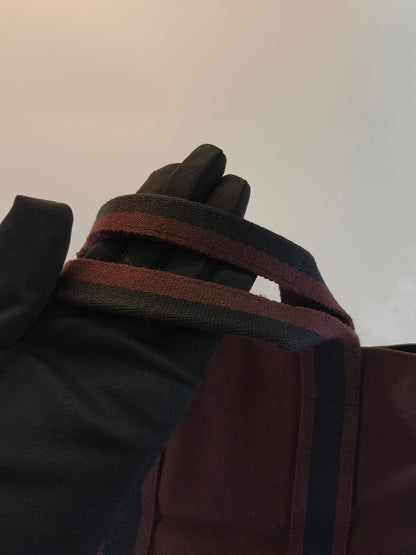 爱马仕 Hermès Foul Tou Cabas 帆布双色波尔多黑托特包 参考编号：9692