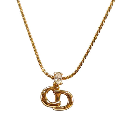 Dior 金色logo吊坠项链。货号：10063