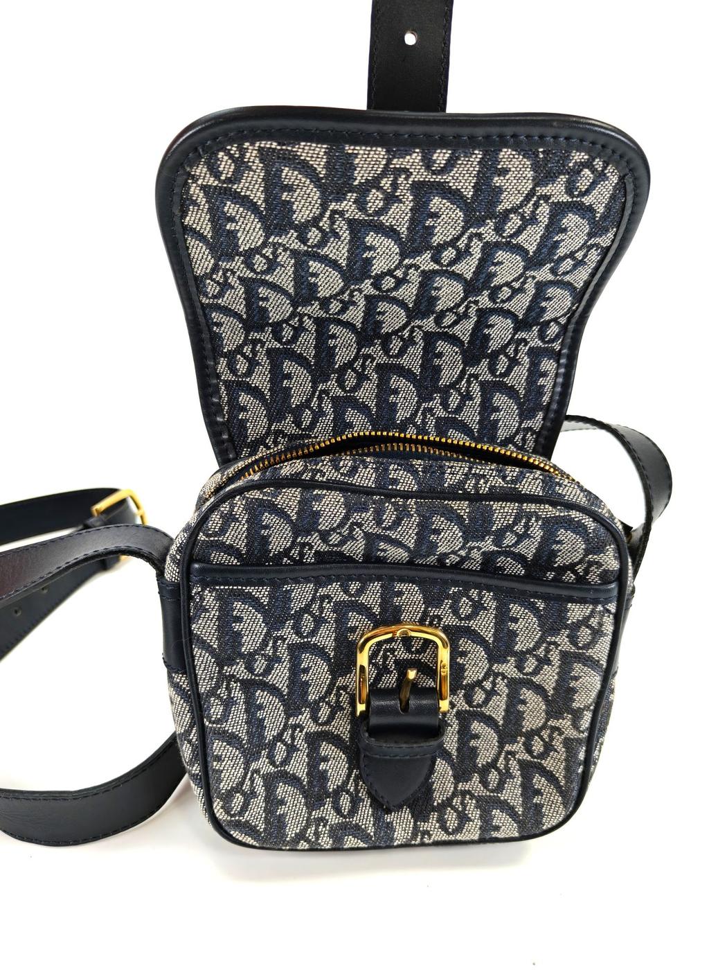 Dior ディオール ショルダーバッグ トロッター 総柄 レザー キャンバス ブラック 管理番号：10116