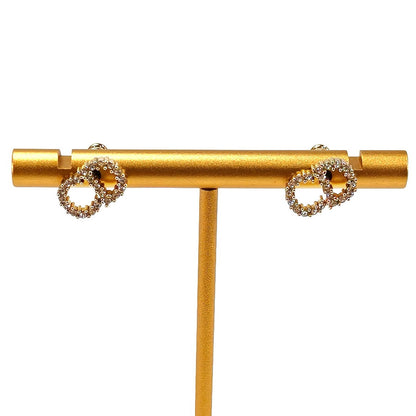 Dior クリスチャンディオール CLAIR D LUNE CDロゴ ラインストーン ピアス ゴールド 管理番号：10131