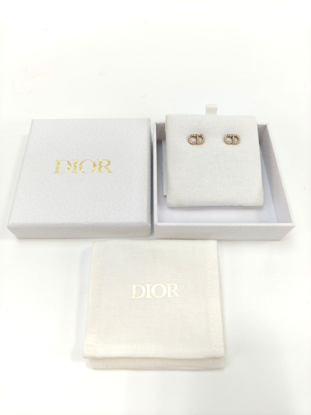 Dior クリスチャンディオール CLAIR D LUNE CDロゴ ラインストーン ピアス ゴールド 管理番号：10131