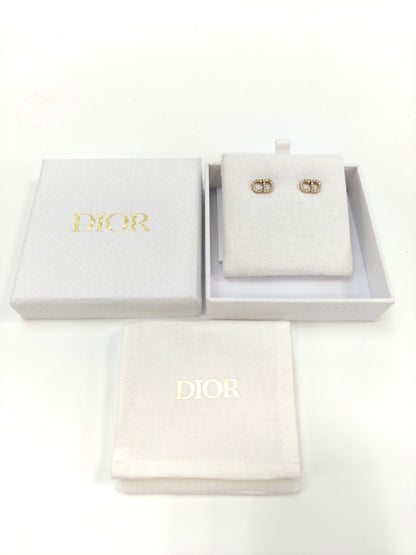 Dior クリスチャンディオール CLAIR D LUNE CDロゴ ラインストーン ピアス ゴールド 管理番号：10131