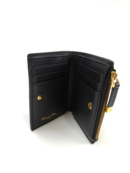 Christian Dior クリスチャンディオール カロ ダリア 2つ折り財布 コンパクトウォレット ブラック 管理番号：10135