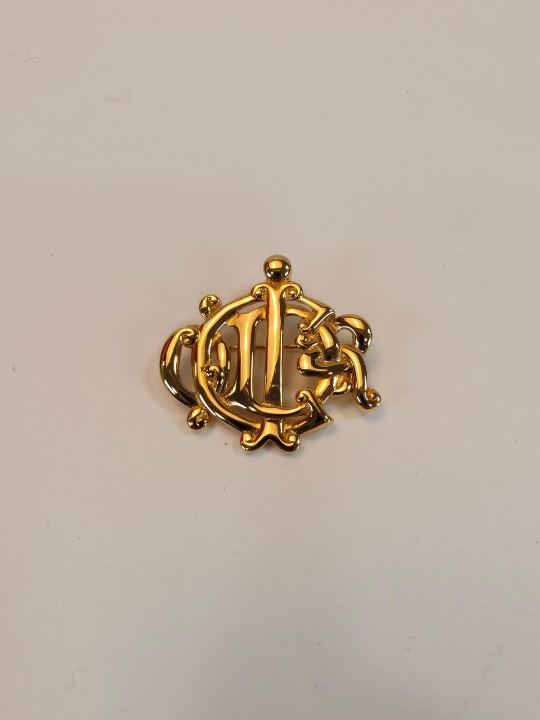 Christian Dior クリスチャン ディオール 旧ロゴ エンブレム ブローチ ゴールド 管理番号：10171