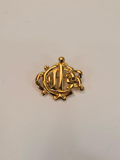 Christian Dior クリスチャン ディオール 旧ロゴ エンブレム ブローチ ゴールド 管理番号：10171