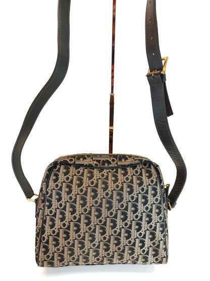 Christian Dior Trotter 单肩包，黑色 x 米色，控制编号：10477