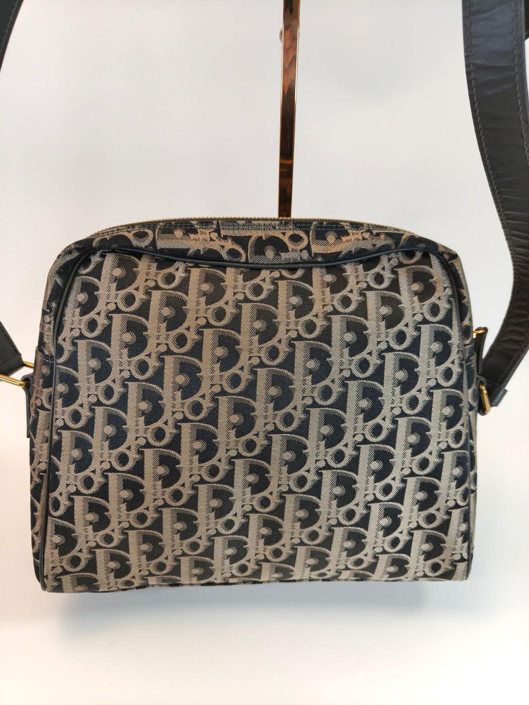 Christian Dior Trotter 单肩包，黑色 x 米色，控制编号：10477