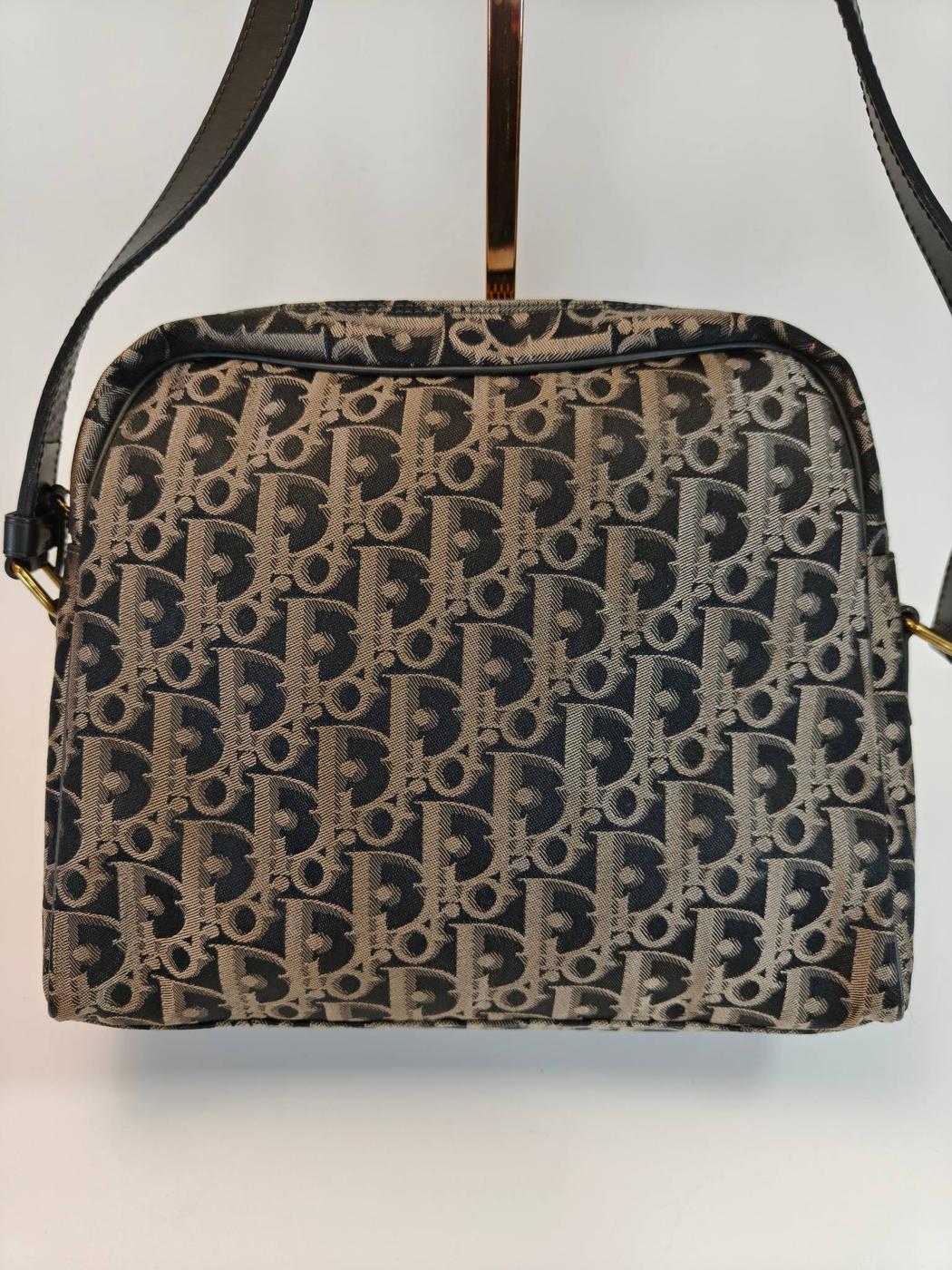 Christian Dior Trotter 单肩包，黑色 x 米色，控制编号：10477