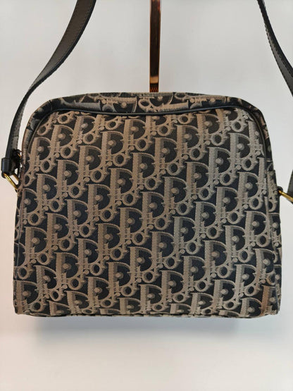 Christian Dior Trotter 单肩包，黑色 x 米色，控制编号：10477