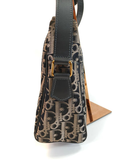 Christian Dior Trotter 单肩包，黑色 x 米色，控制编号：10477