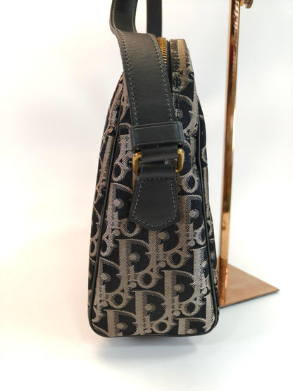 Christian Dior Trotter 单肩包，黑色 x 米色，控制编号：10477
