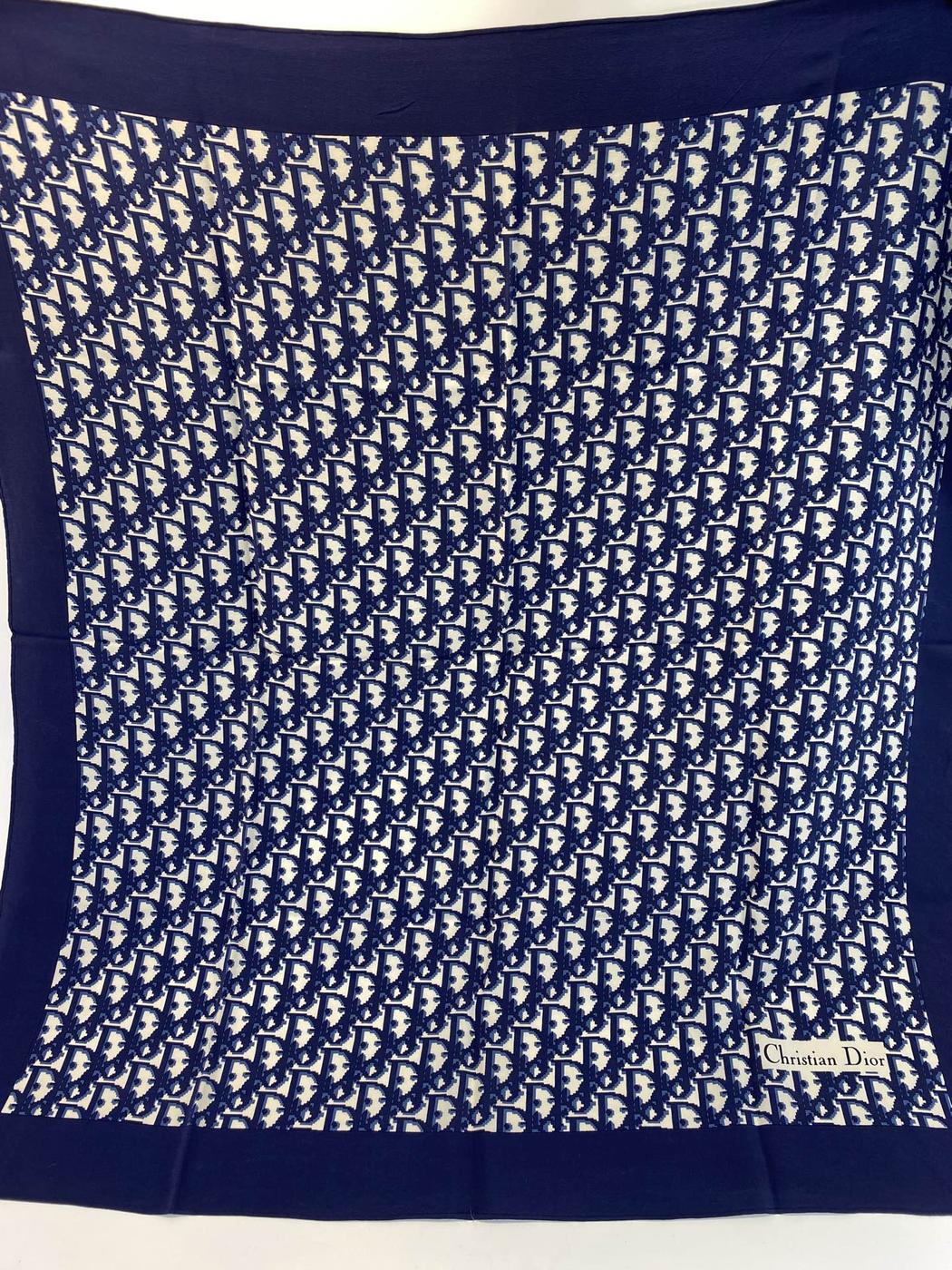 Christian Dior 迪奥 Oblique 印花丝巾 海军蓝 商品编号：10800
