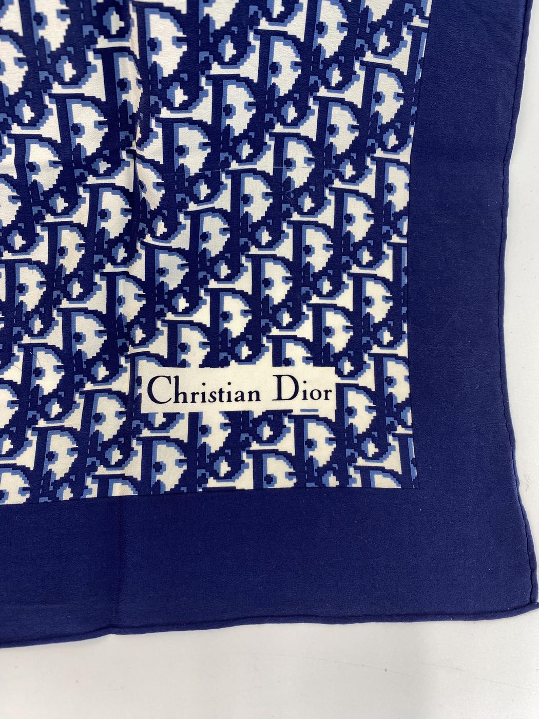 Christian Dior 迪奥 Oblique 印花丝巾 海军蓝 商品编号：10800