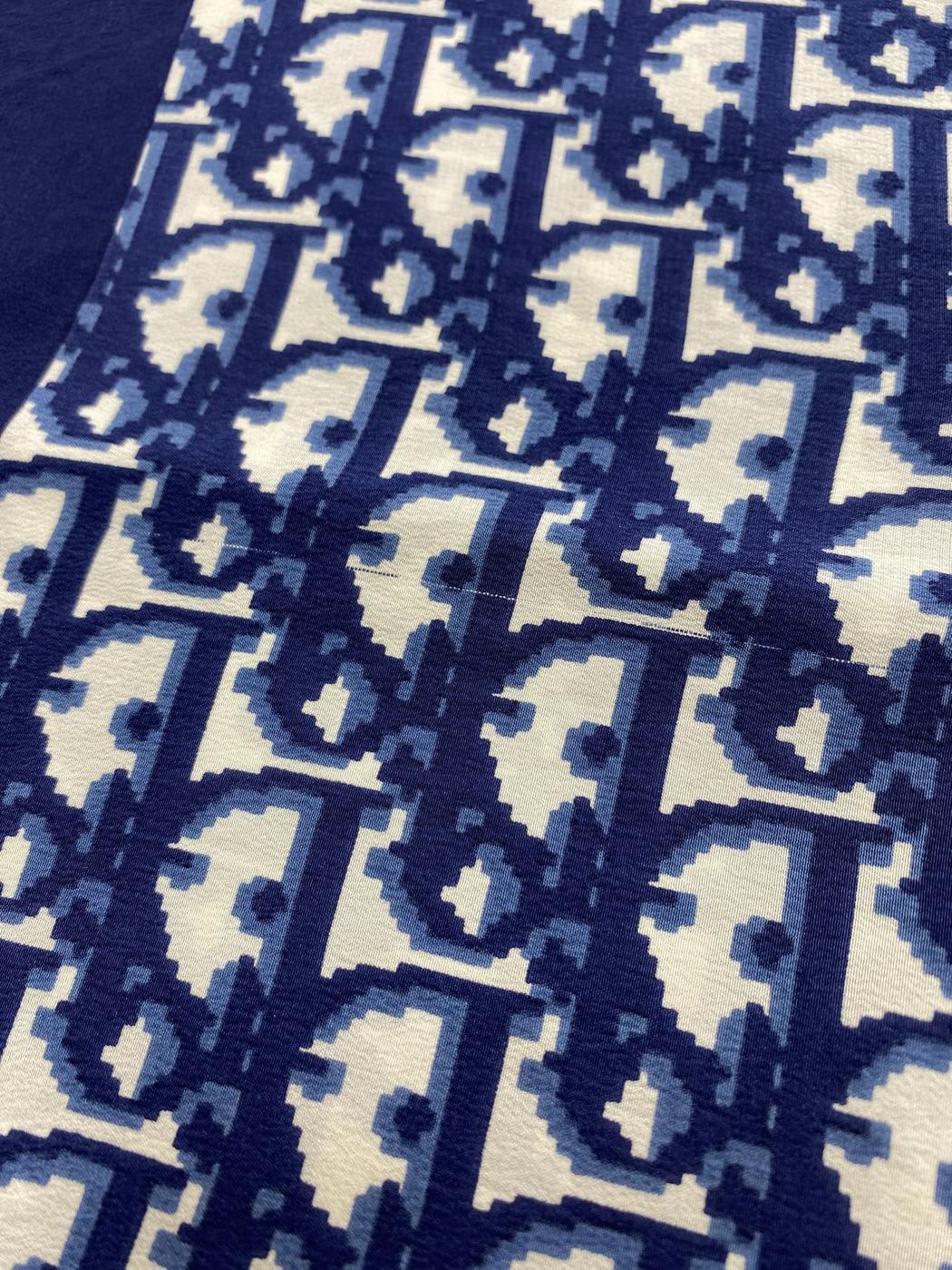 Christian Dior 迪奥 Oblique 印花丝巾 海军蓝 商品编号：10800