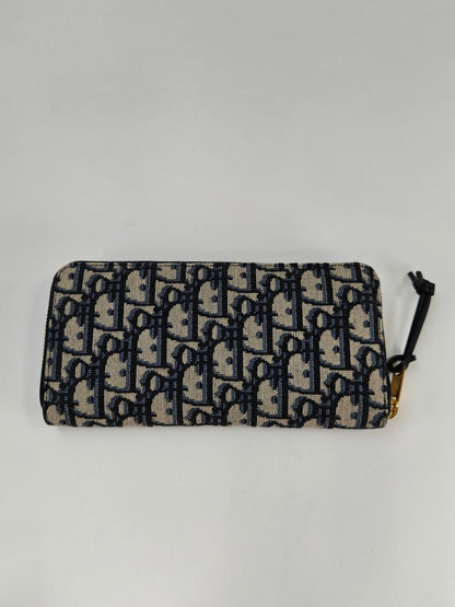 Dior 迪奥 Oblique 老花图案拉链长款钱包 海军蓝 型号：10896
