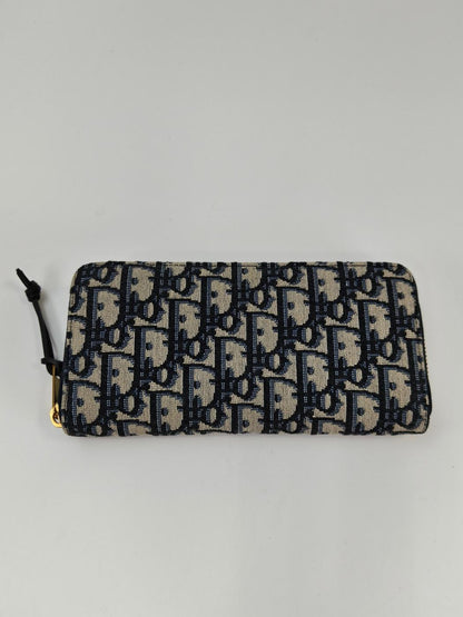 Dior 迪奥 Oblique 老花图案拉链长款钱包 海军蓝 型号：10896