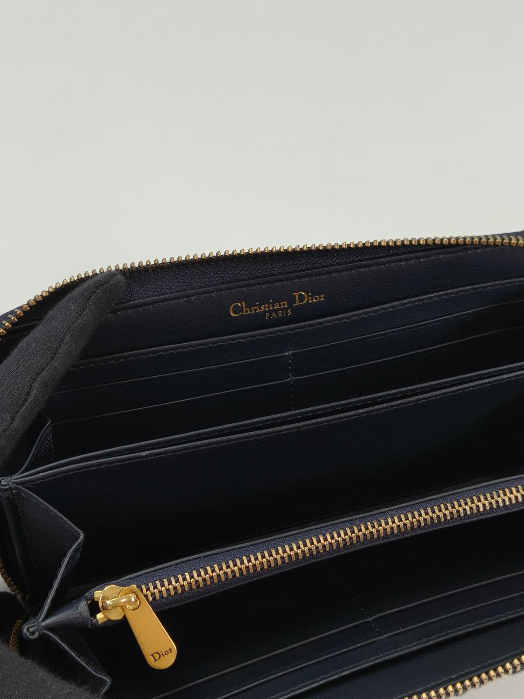 Dior 迪奥 Oblique 老花图案拉链长款钱包 海军蓝 型号：10896