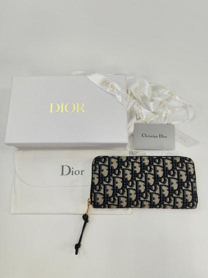 Dior 迪奥 Oblique 老花图案拉链长款钱包 海军蓝 型号：10896