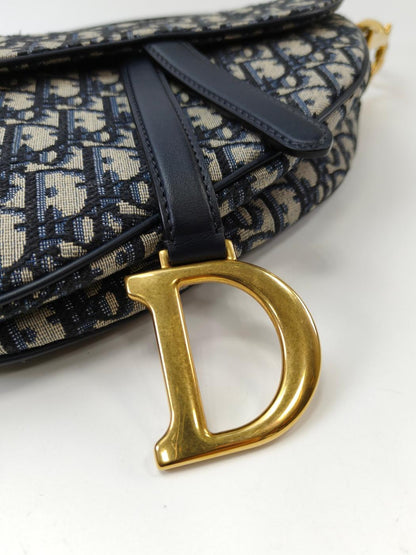 Dior ディオール トロッター サドルバッグ 2Way ショルダーバッグ ネイビー 管理番号：11048