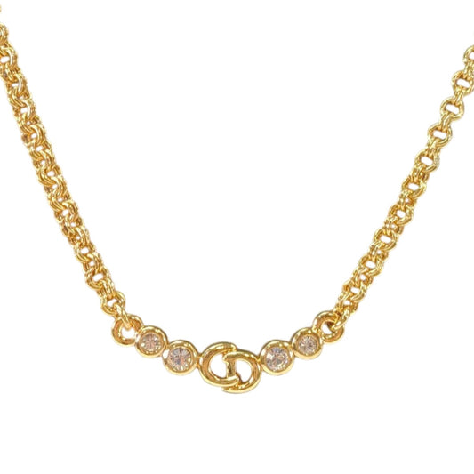 Christian Dior ディオール ラインストーン ネックレス ゴールド 管理番号：11093