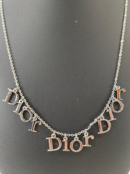 Christian Dior 迪奥 标志 吊坠 项链 银色 商品编号：11106