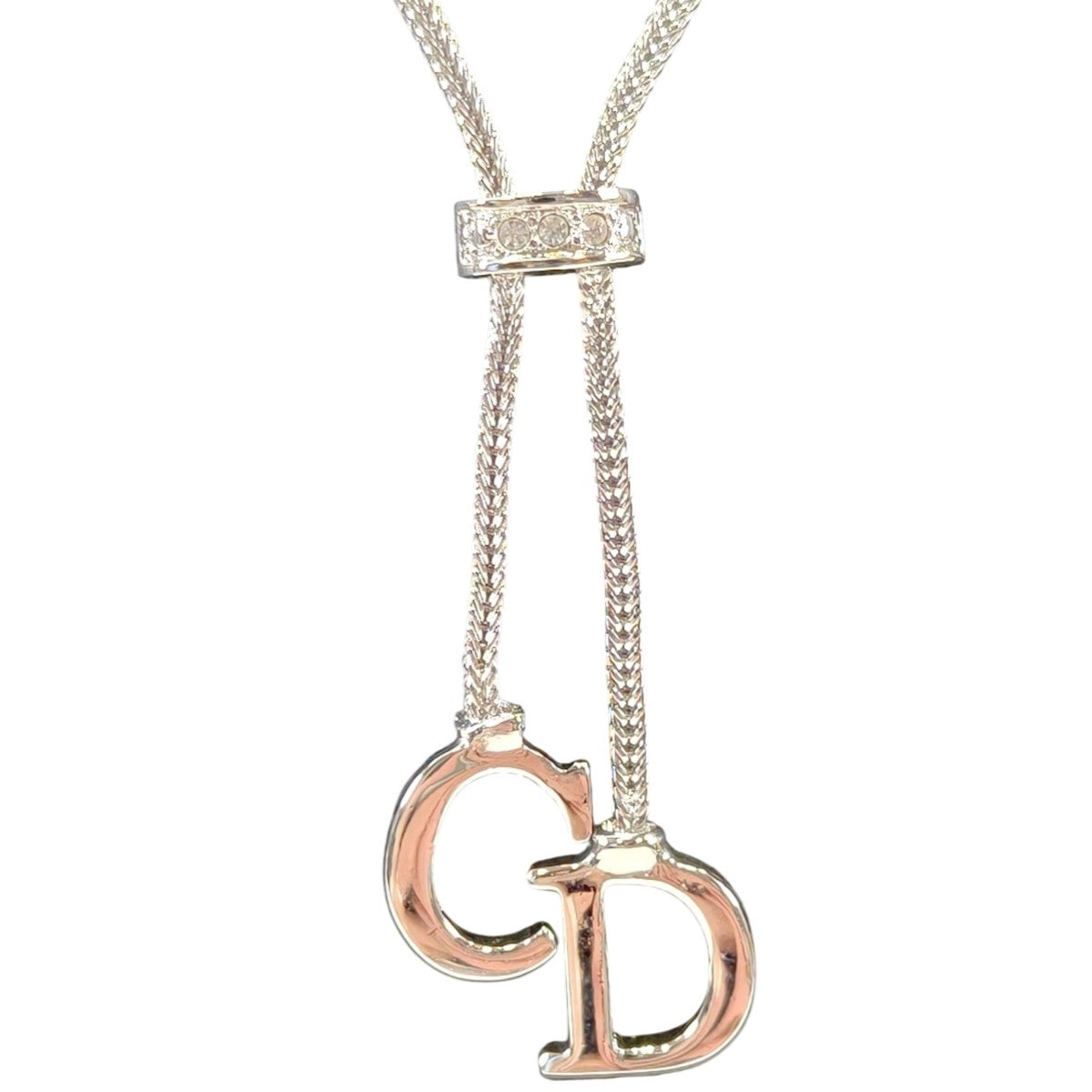 Christian Dior ディオール CDロゴ ループタイ ネックレス シルバー 管理番号：11111