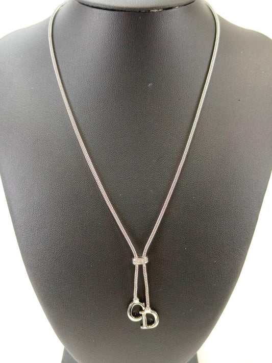 Christian Dior ディオール CDロゴ ループタイ ネックレス シルバー 管理番号：11111