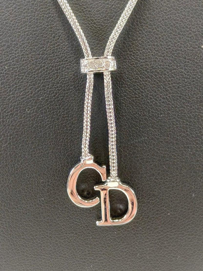 Christian Dior ディオール CDロゴ ループタイ ネックレス シルバー 管理番号：11111