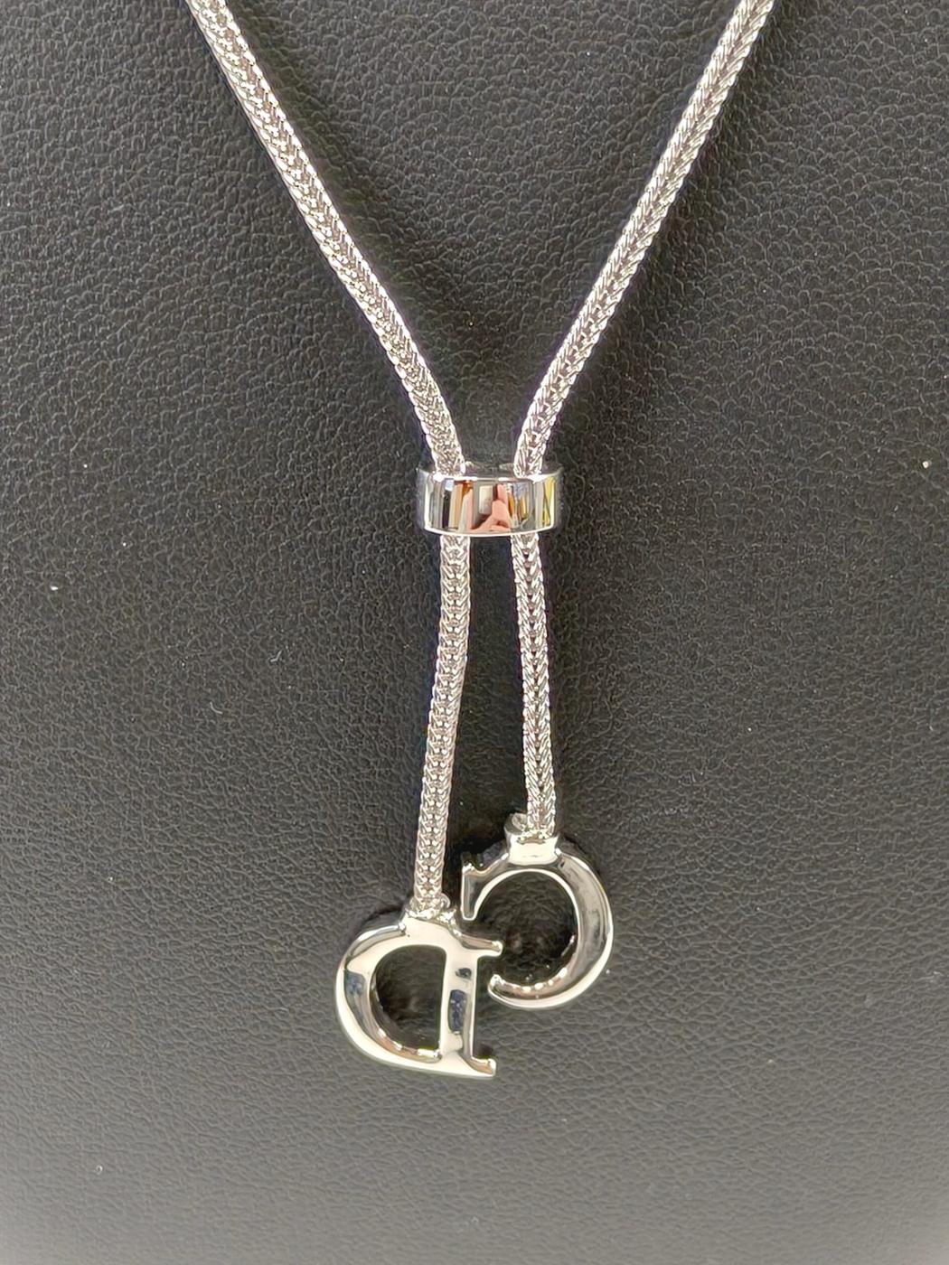 Christian Dior ディオール CDロゴ ループタイ ネックレス シルバー 管理番号：11111