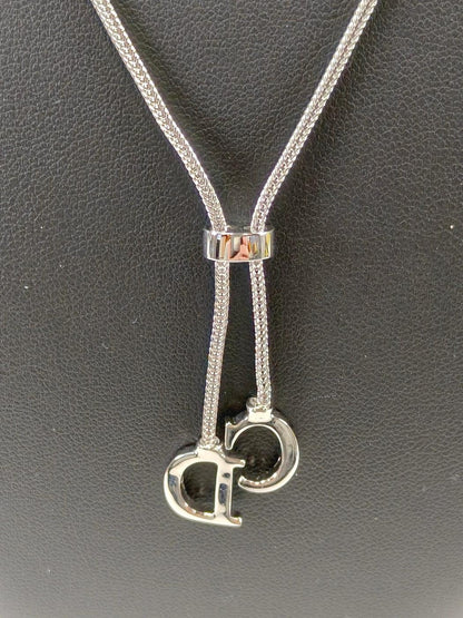 Christian Dior ディオール CDロゴ ループタイ ネックレス シルバー 管理番号：11111