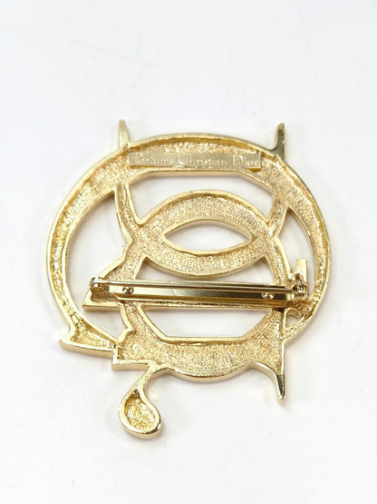 Christian Dior ディオール ロゴ ブローチ ゴールド 管理番号：11112