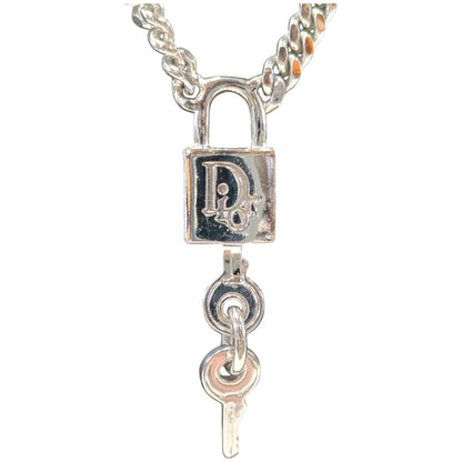 Christian Dior 迪奥 锁头钥匙图案项链 银色 管理编号：11113