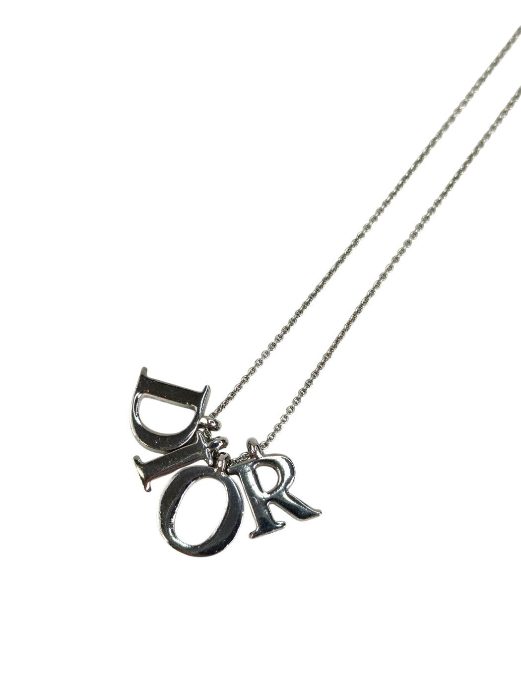 Christian Dior ディオール ロゴ ネックレス シルバー 管理番号：11340
