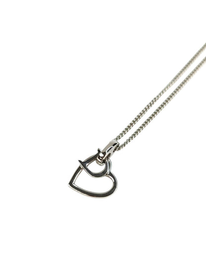 Christian Dior ディオール Dロゴ ハートチャーム ネックレス シルバー 管理番号：11341