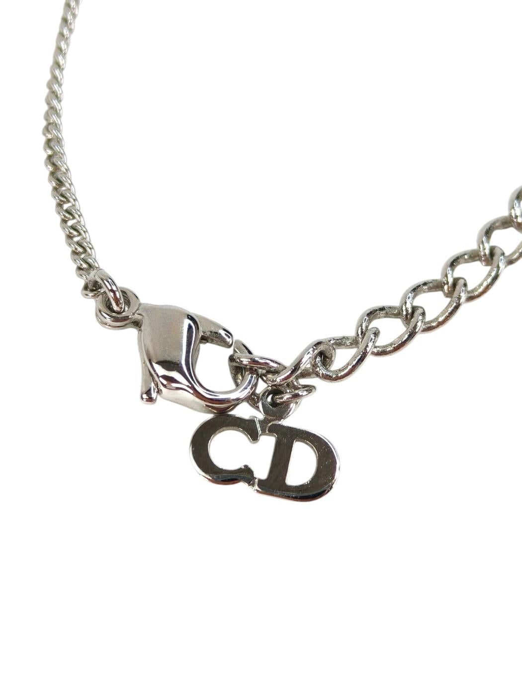 Christian Dior ディオール Dロゴ ハートチャーム ネックレス シルバー 管理番号：11341