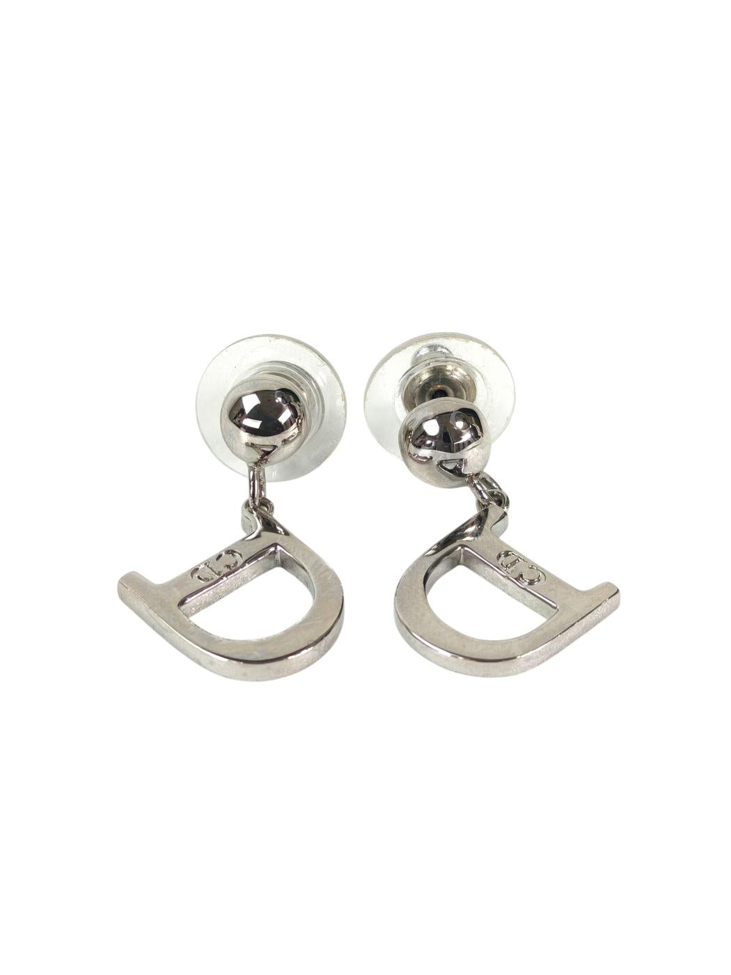 Christian Dior ディオール Dロゴ ピアス シルバー 管理番号：11342