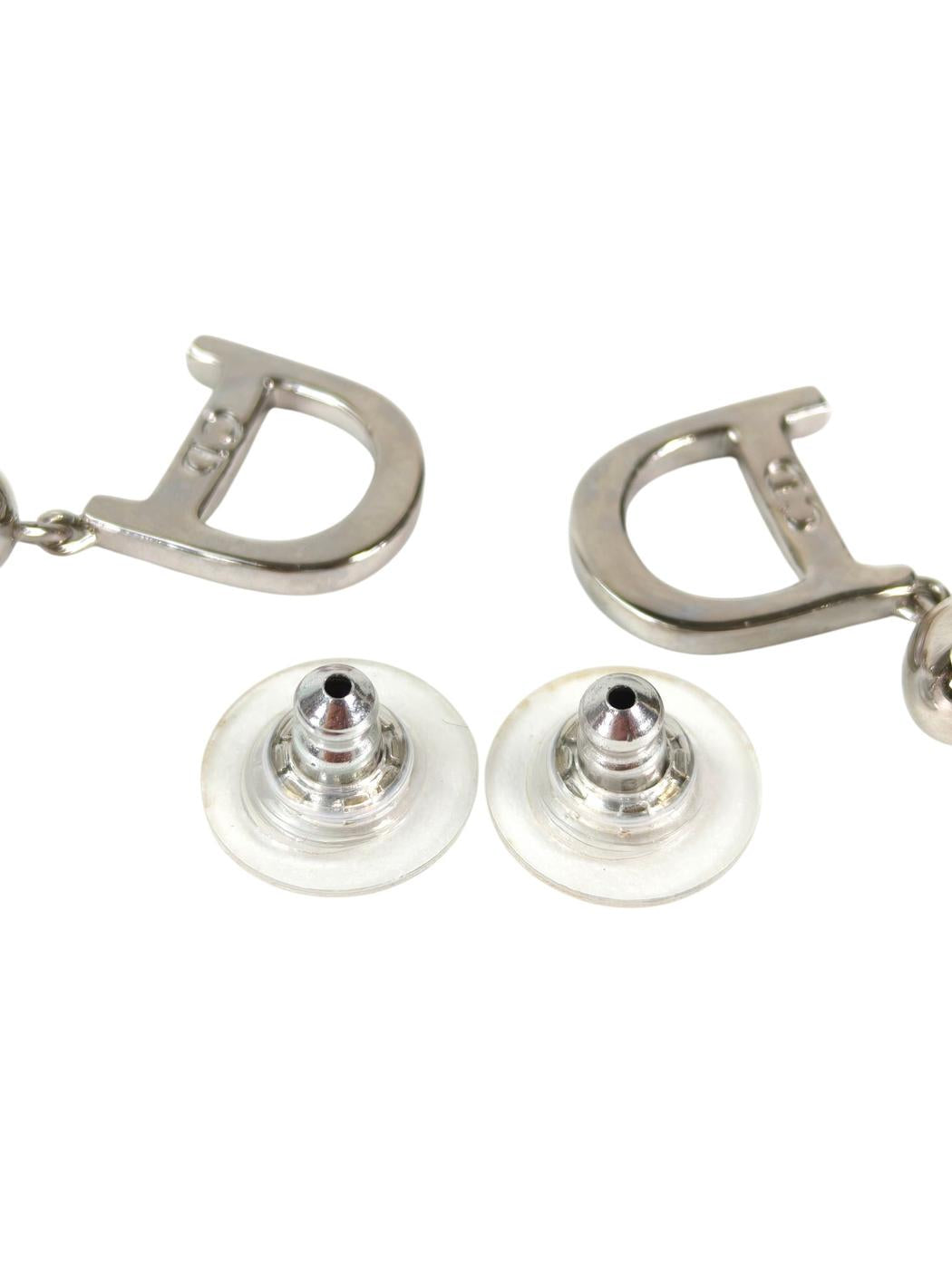 Christian Dior ディオール Dロゴ ピアス シルバー 管理番号：11342