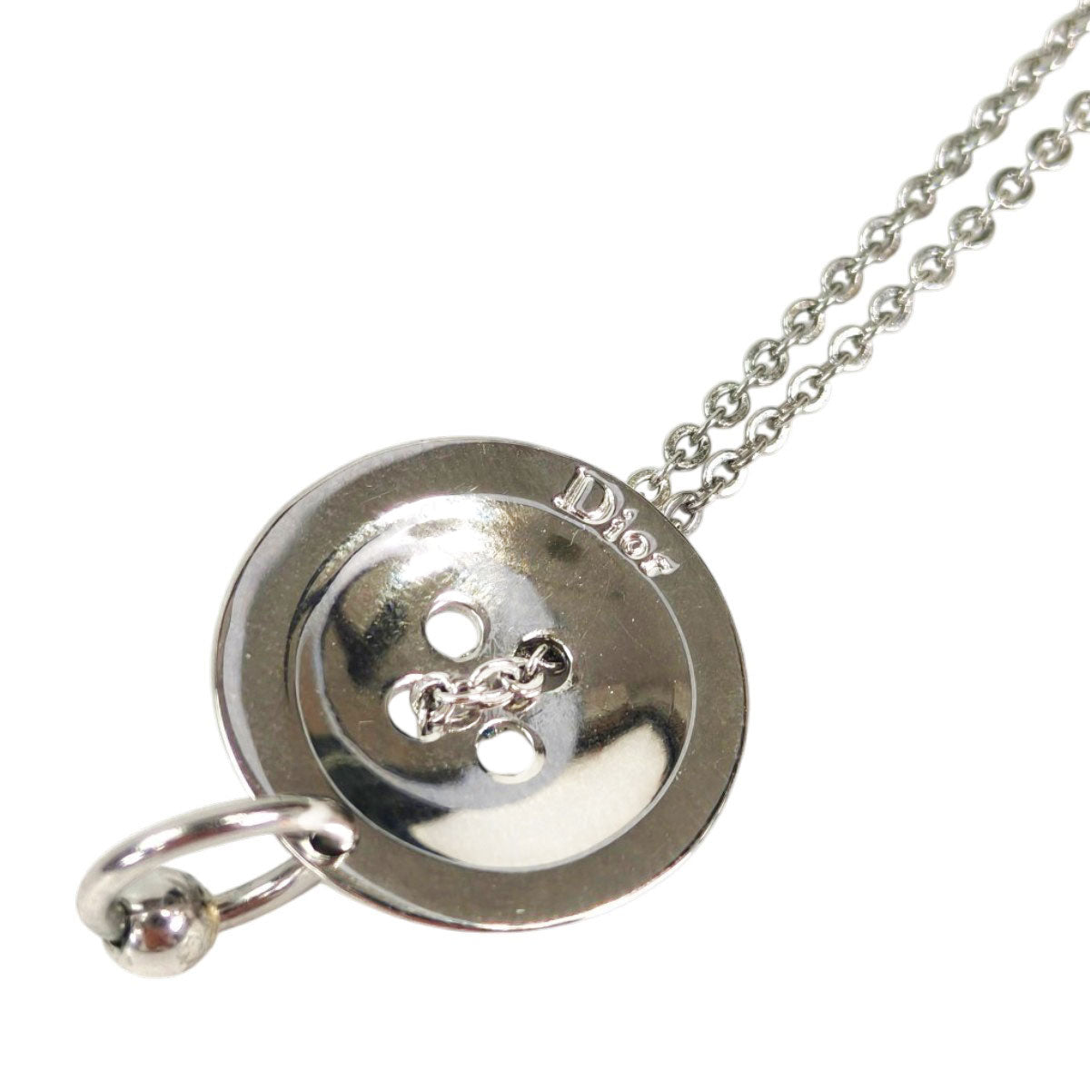 Dior Button Motif Necklace Silver Model Number: 11343