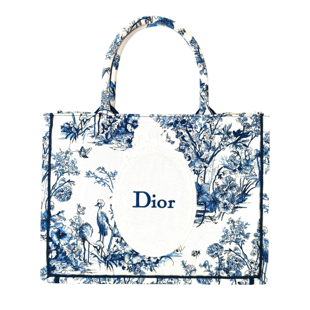 Dior ディオール ブックトートミディアム トワル ドゥ ジュイ フローラル ガーデン エンブロイダリー ストラップ付き トートバッグ ブルー 管理番号：11398