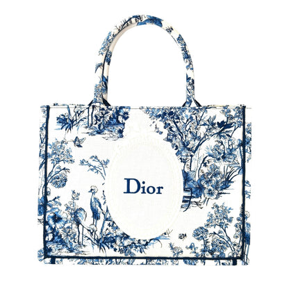 Dior ディオール ブックトートミディアム トワル ドゥ ジュイ フローラル ガーデン エンブロイダリー ストラップ付き トートバッグ ブルー 管理番号：11398