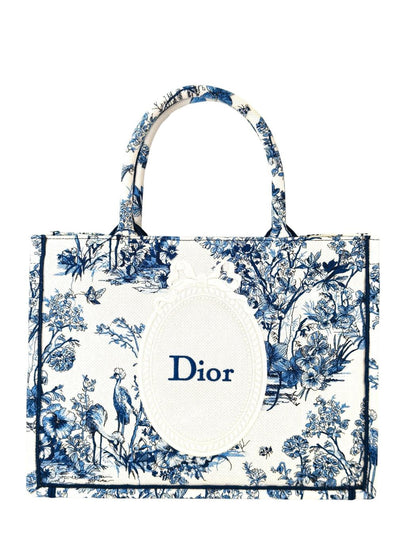 Dior ディオール ブックトートミディアム トワル ドゥ ジュイ フローラル ガーデン エンブロイダリー ストラップ付き トートバッグ ブルー 管理番号：11398