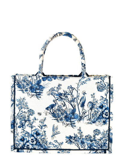 Dior ディオール ブックトートミディアム トワル ドゥ ジュイ フローラル ガーデン エンブロイダリー ストラップ付き トートバッグ ブルー 管理番号：11398