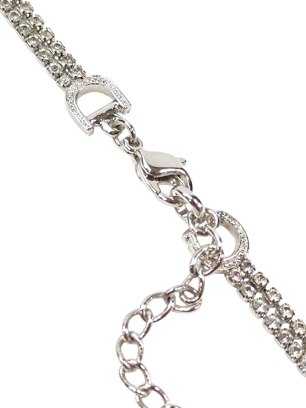 Dior ディオール ラインストーン Dロゴ付き ネックレス シルバー 管理番号：11622