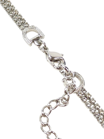 Dior ディオール ラインストーン Dロゴ付き ネックレス シルバー 管理番号：11622
