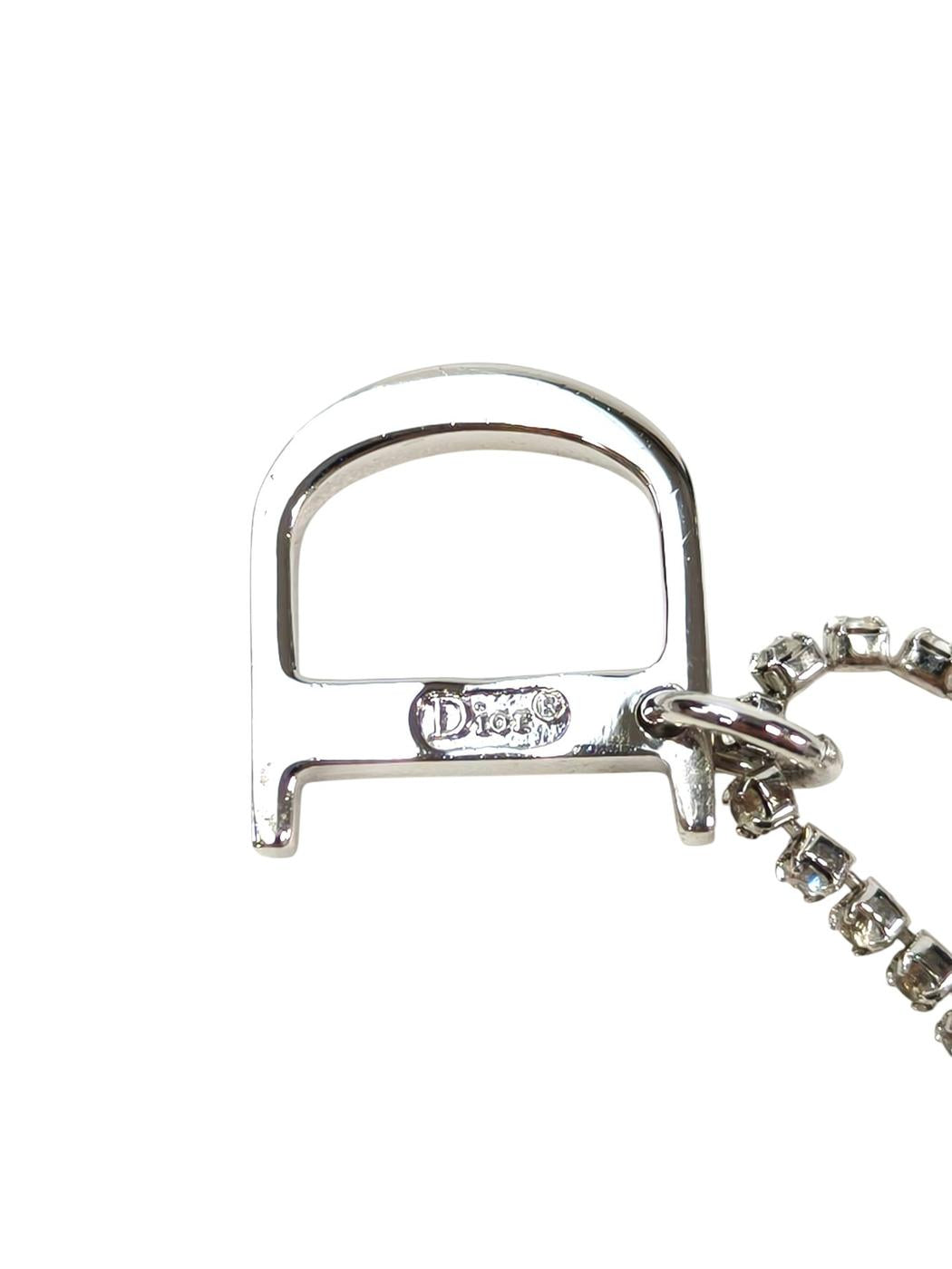 Dior ディオール ラインストーン Dロゴ付き ネックレス シルバー 管理番号：11622