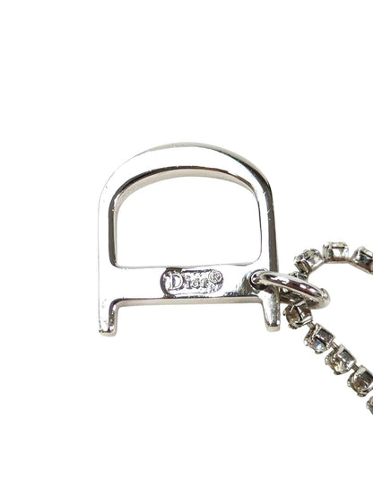 Dior ディオール ラインストーン Dロゴ付き ネックレス シルバー 管理番号：11622