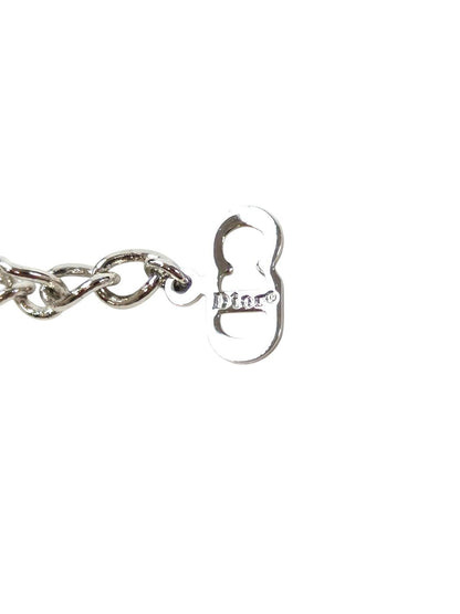 Dior ディオール ラインストーン Dロゴ付き ネックレス シルバー 管理番号：11622