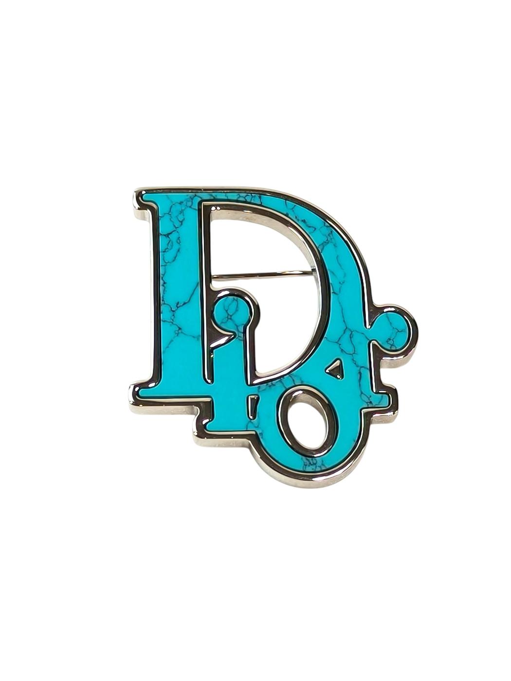 Dior Dior Oblique Marble-Effect Brooch Turquoise Blue 20AW Control Number: 11821